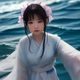港式影视作品中的女性配角形象，充满九十年代香港时尚感，发型与妆容具有鲜明时代特色